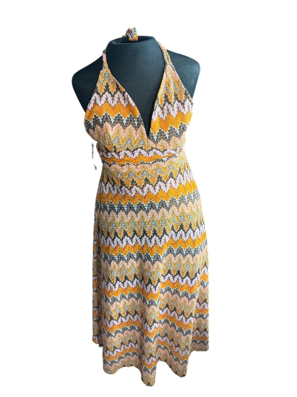 No Comment Womens Chevron Halter Dress Multicolor Size M